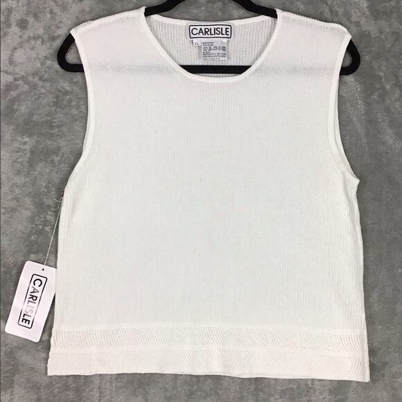 Carlisle Collection Women’s XL White Knit Tank Top Sleeveless Pullover Sweater - Picture 1 of 11